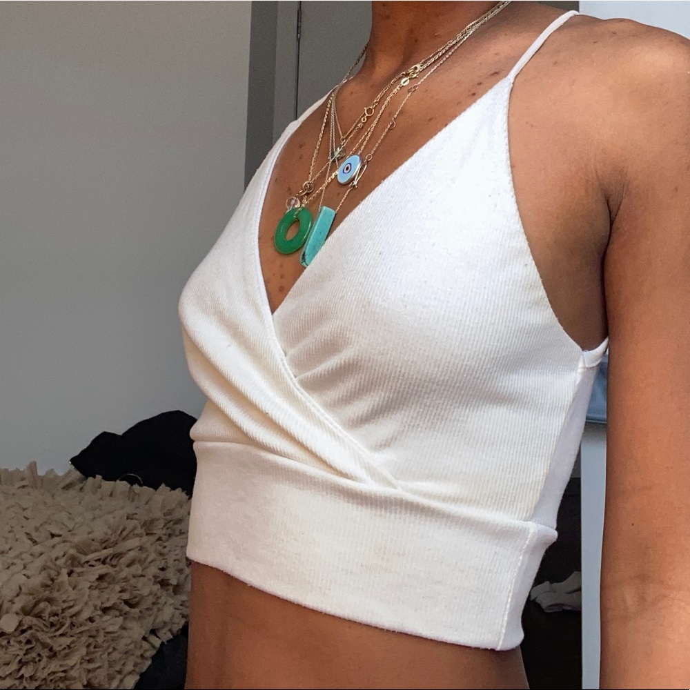 Urban Outfitters white crop top with tie in back